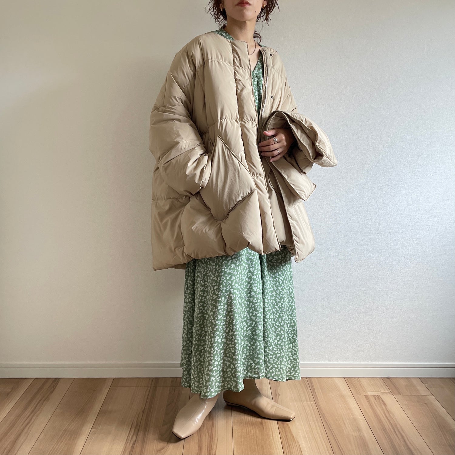 perfect silhouette down coat muffler set / beige （パーフェクト