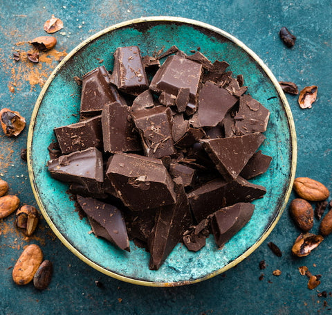 Bowl of cracked chocolate pieces