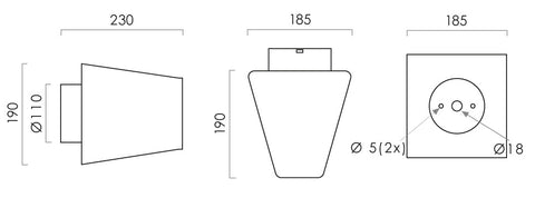 Storleksbeskrivning A.01 vägglampa ute