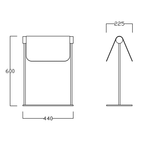 Größenbeschreibung der Bend-Tischlampe – Zeichnung