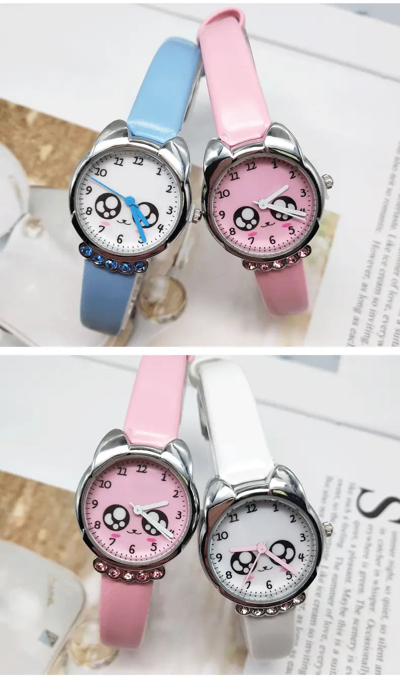 Montre-bracelet Quartz Chat Kawaii pour enfant