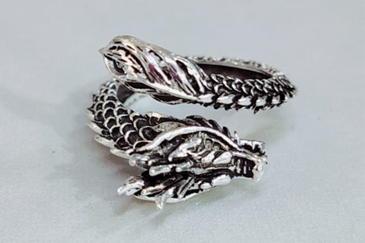 Bague Argent Dragon pour Hommes