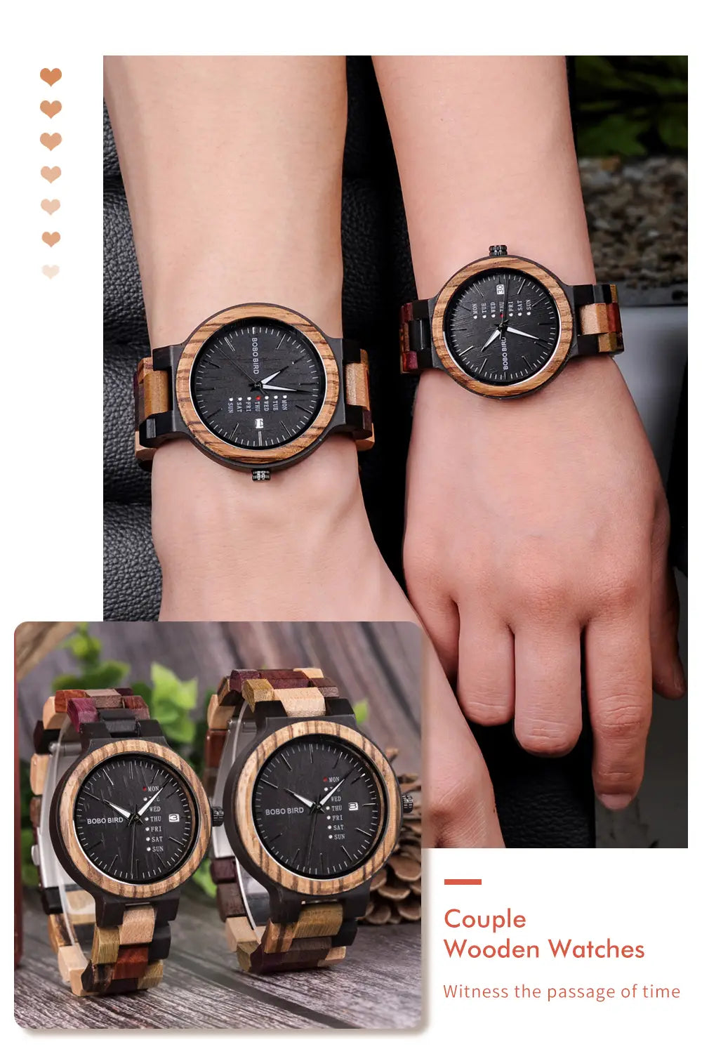 Montres Quartz en bois pour couple