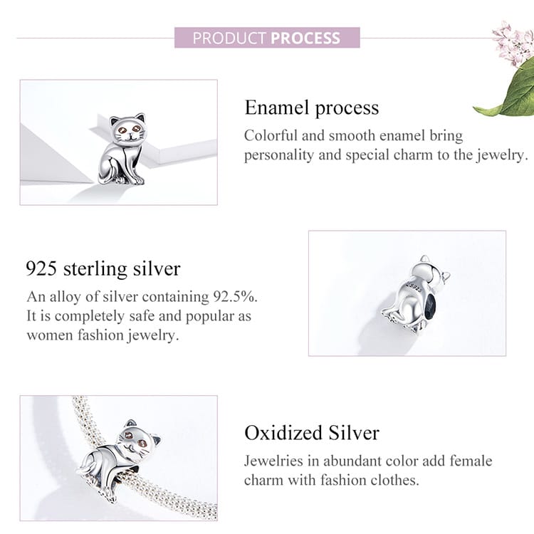 Breloques Pendentifs Argent Petit chat