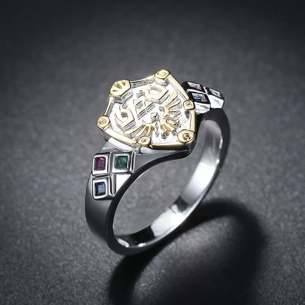 Bague Argent Zelda Bouclier Hylien