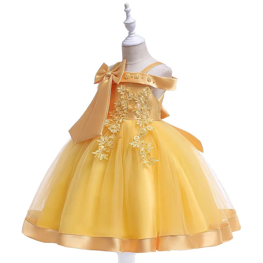 Robe de Princesse pour Fille Brodée et Élégante à Fleurs