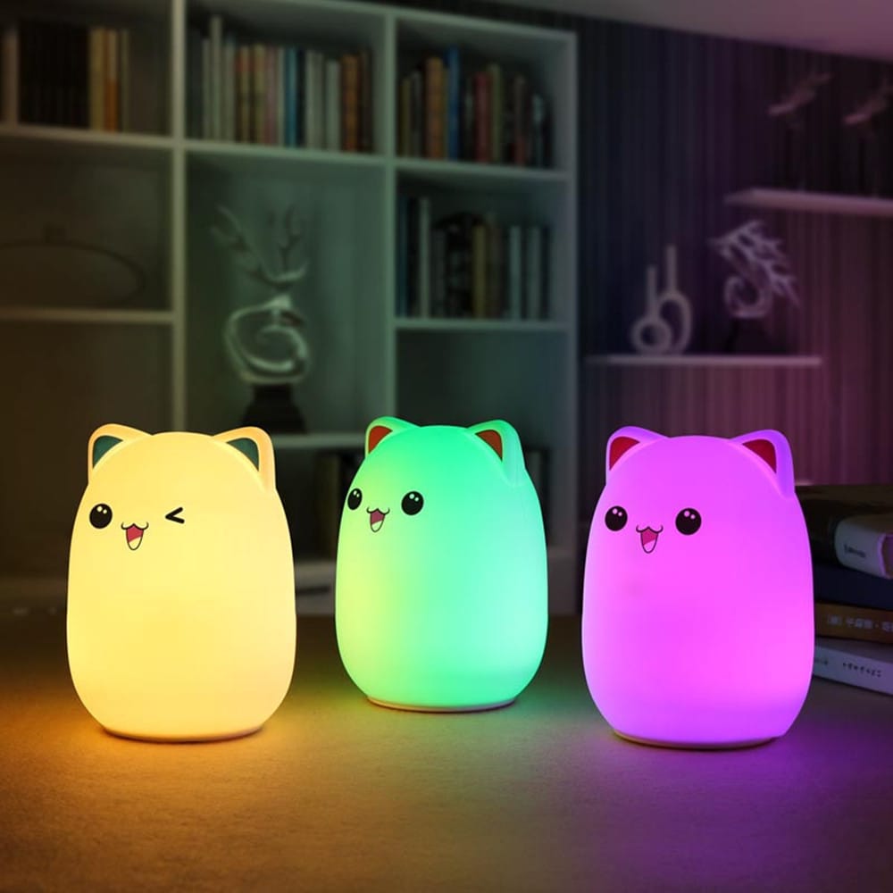 Veilleuse Chaton LED Silicone tactile