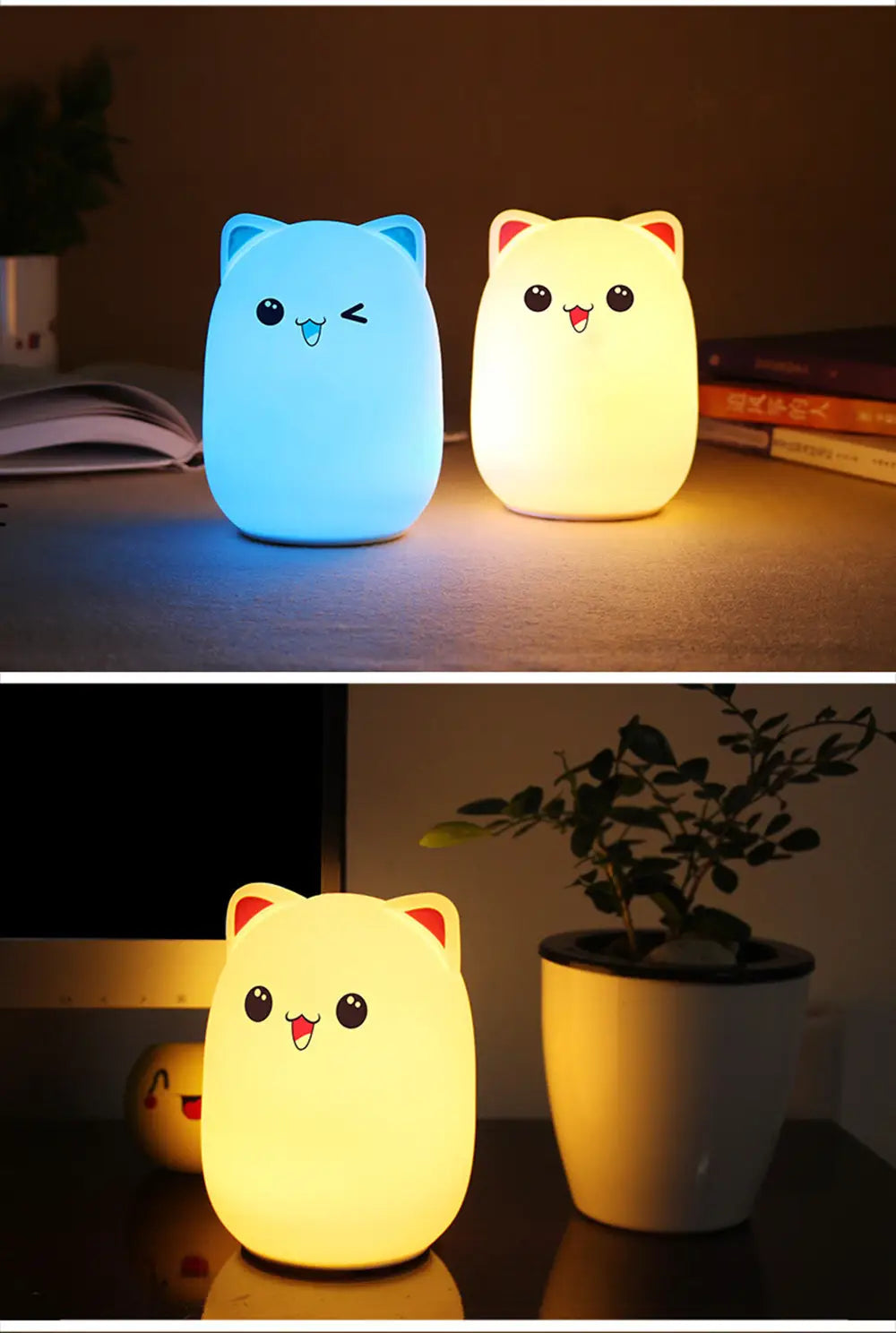 Veilleuse Chaton LED Silicone tactile