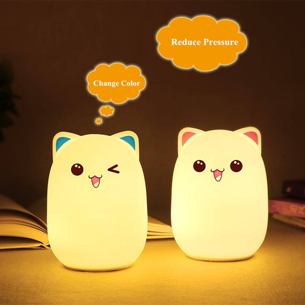 Veilleuse Chaton LED Silicone tactile