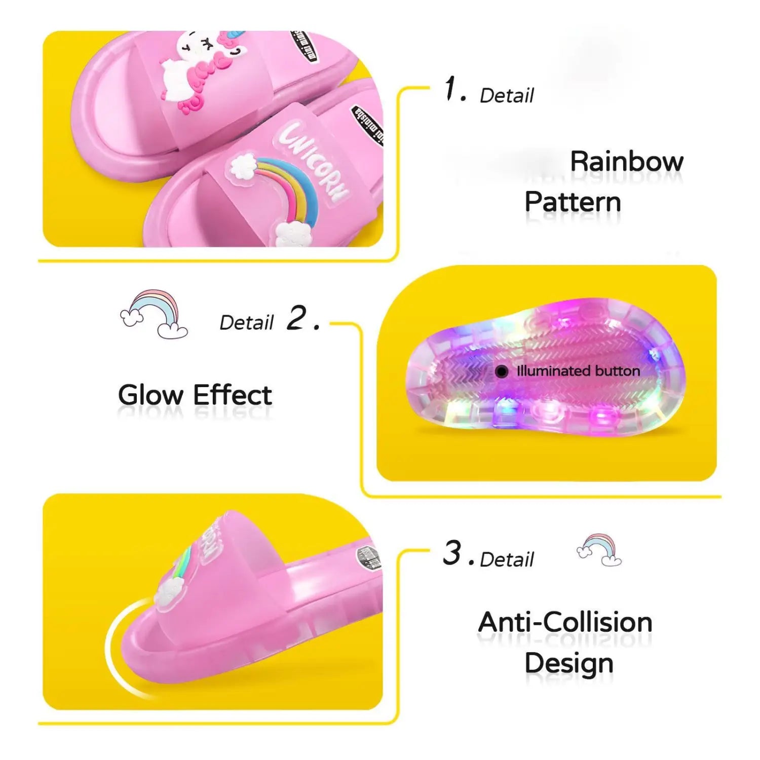 Pantoufles licorne LED pour enfants