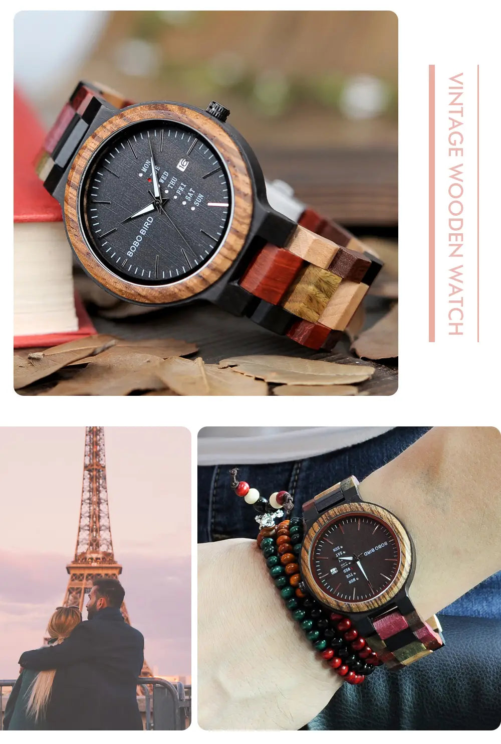 Montres Quartz en bois pour couple