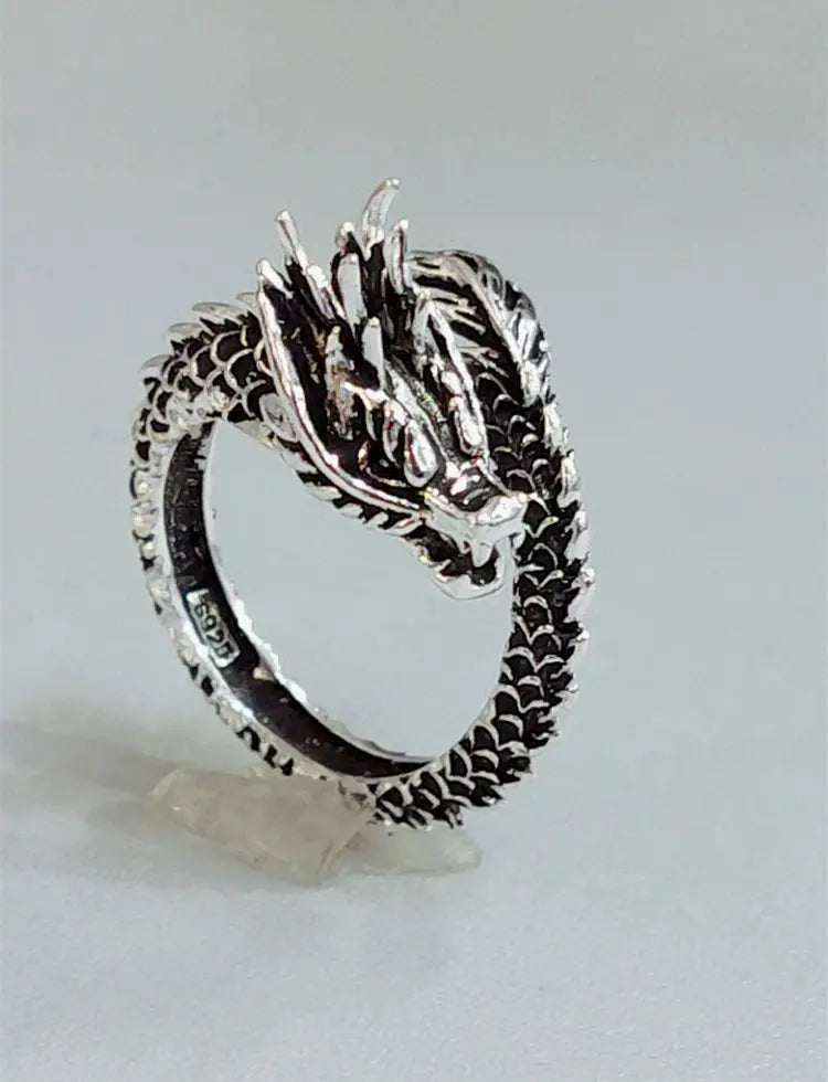 Bague Argent Dragon pour Hommes