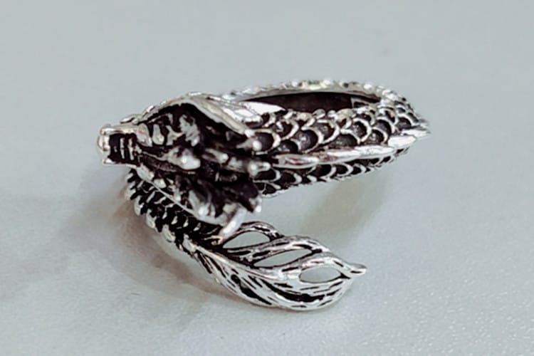 Bague Argent Dragon pour Hommes