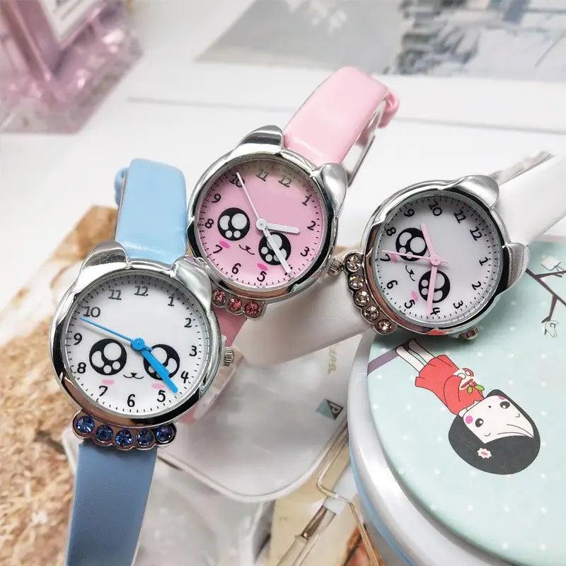 Montre-bracelet Quartz Chat Kawaii pour enfant