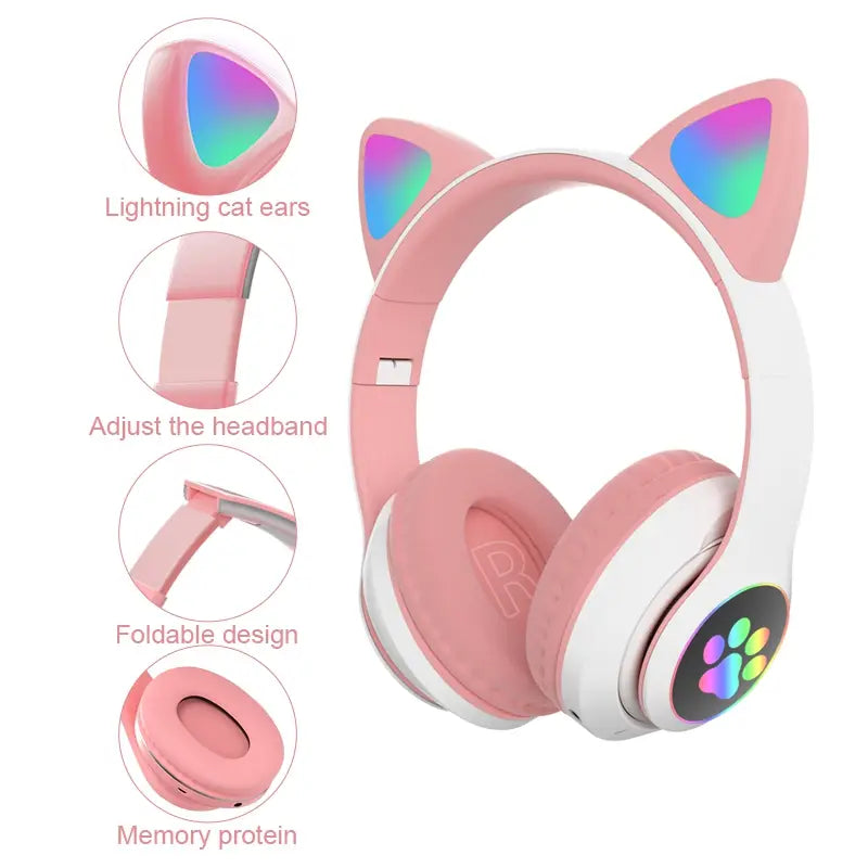 Casque Chat sans fil avec micro RGB LED