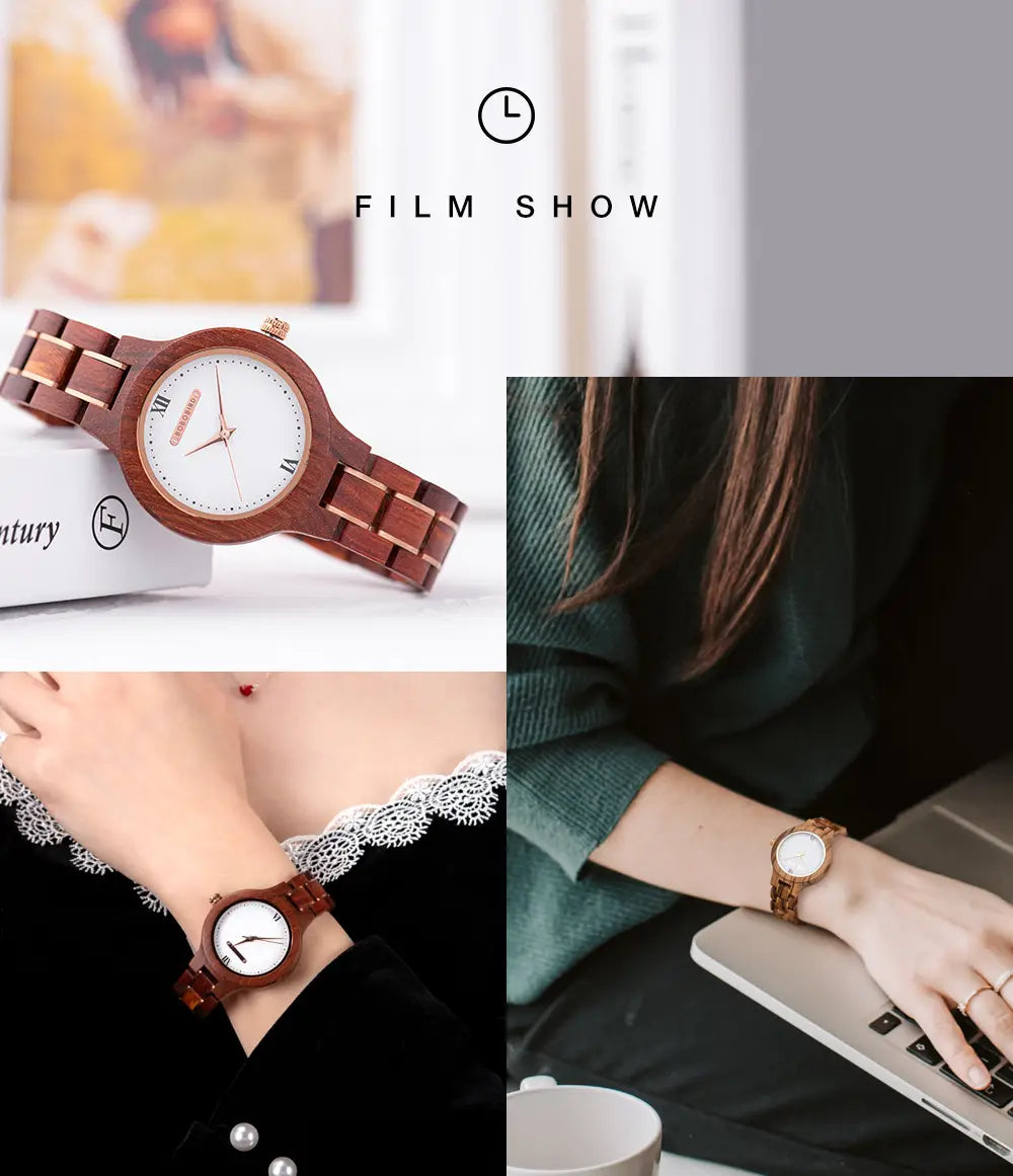 Montre-bracelet de luxe en bois pour Femmes