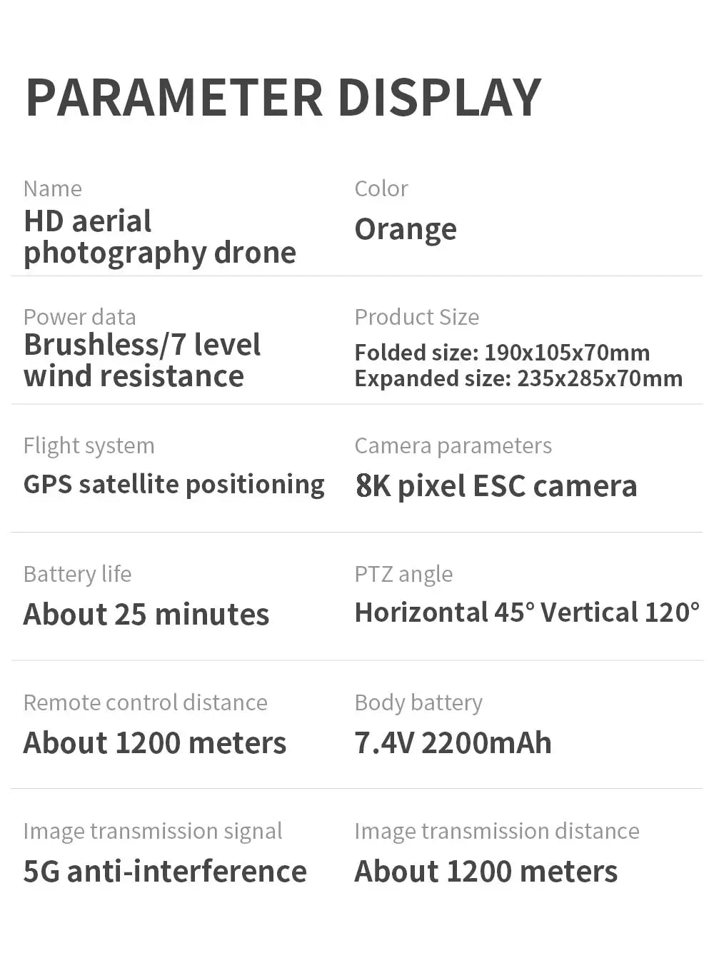 Drone GPS Professionnel Camera HD 8K 1.2km