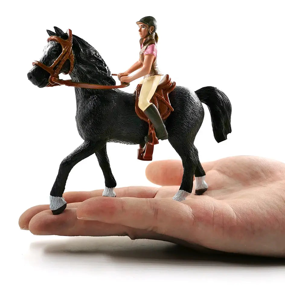 Figurine en pvc, jouet pour fille, cavalier + petit cheval