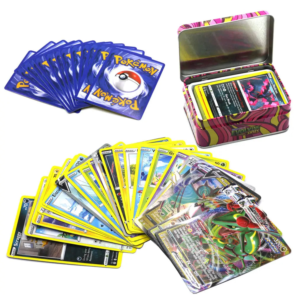 50 Cartes Pokémon Avec Boîte en Métal - Enjouet
