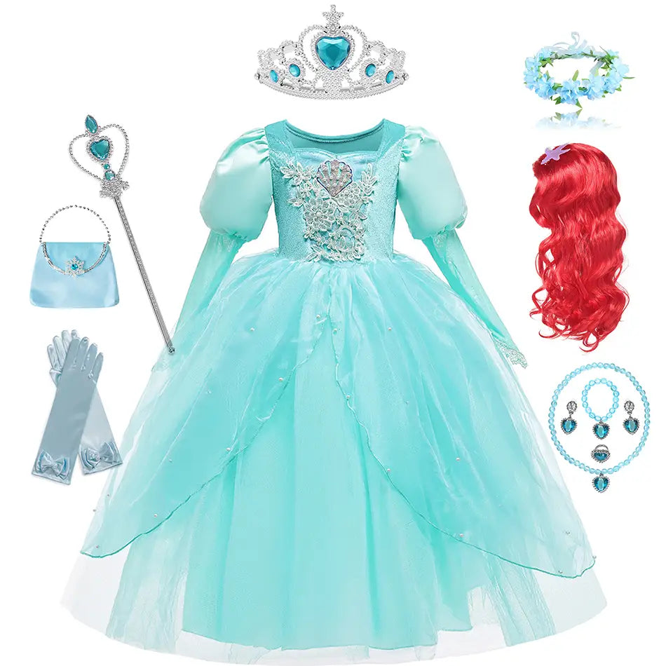 Robe de bal Enfant Princesse Ariel Bleue