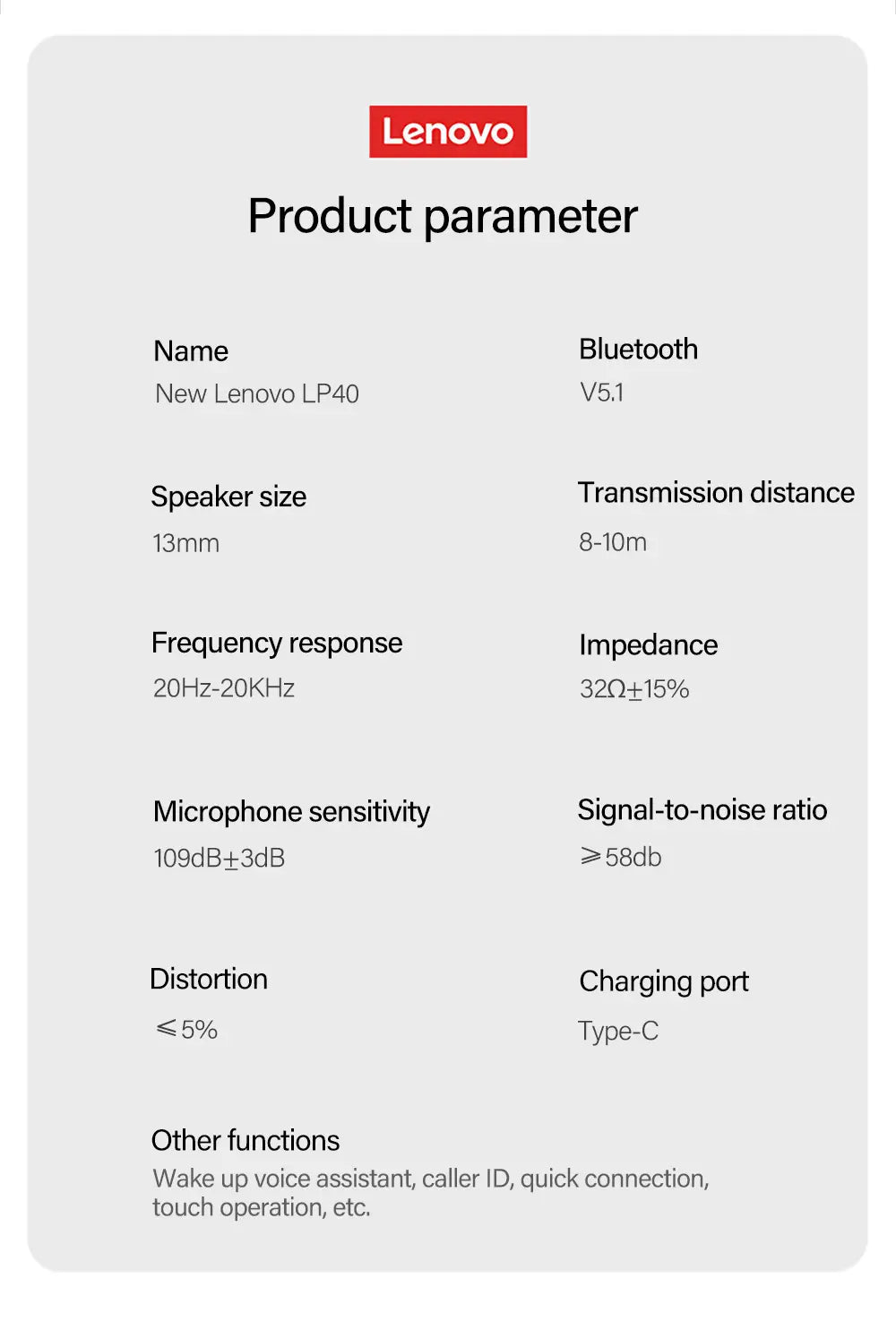 Ecouteur Audio Bluetooth 5.1 Lenovo