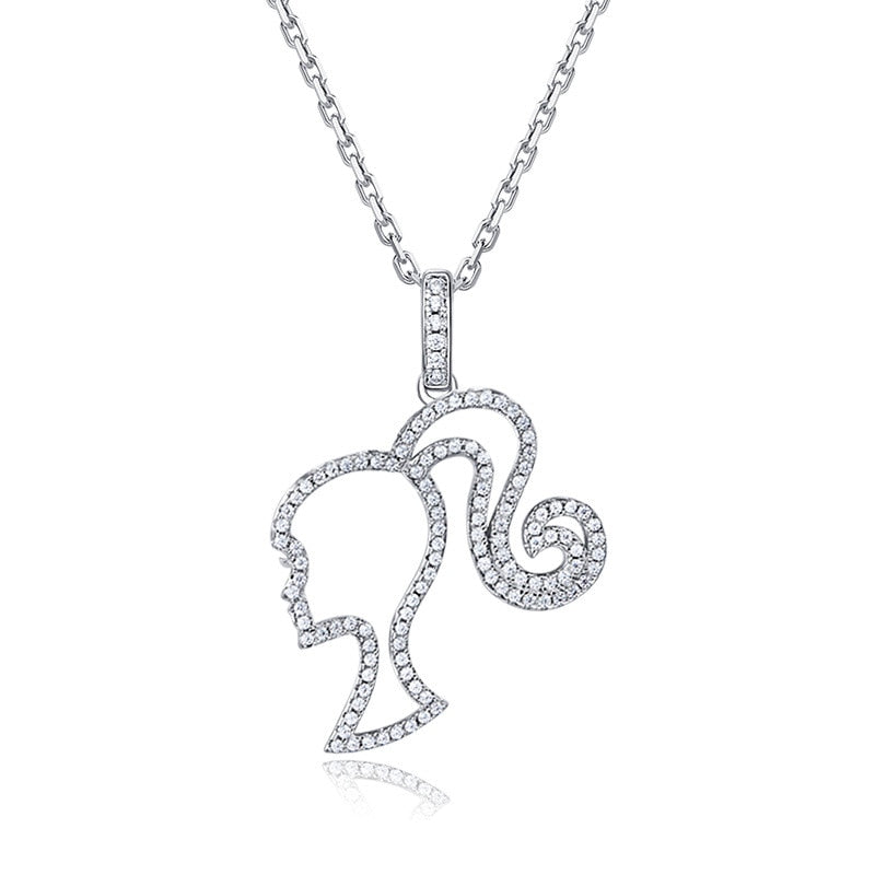 Collier Barbie Argent tête classique