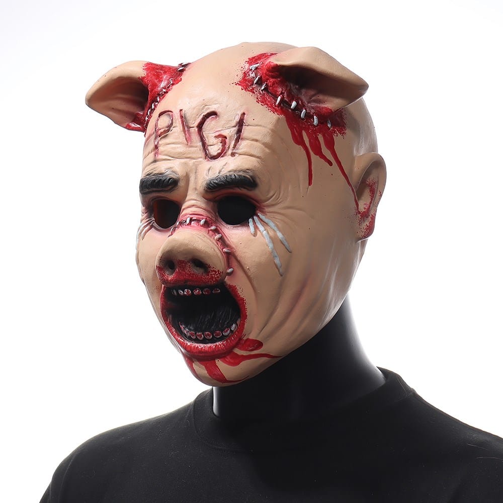 Masque Halloween Tête de Cochon Ensanglanté