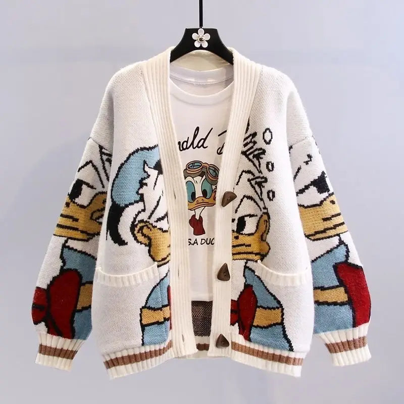 Gilet pull épais tricoté Donald Duck