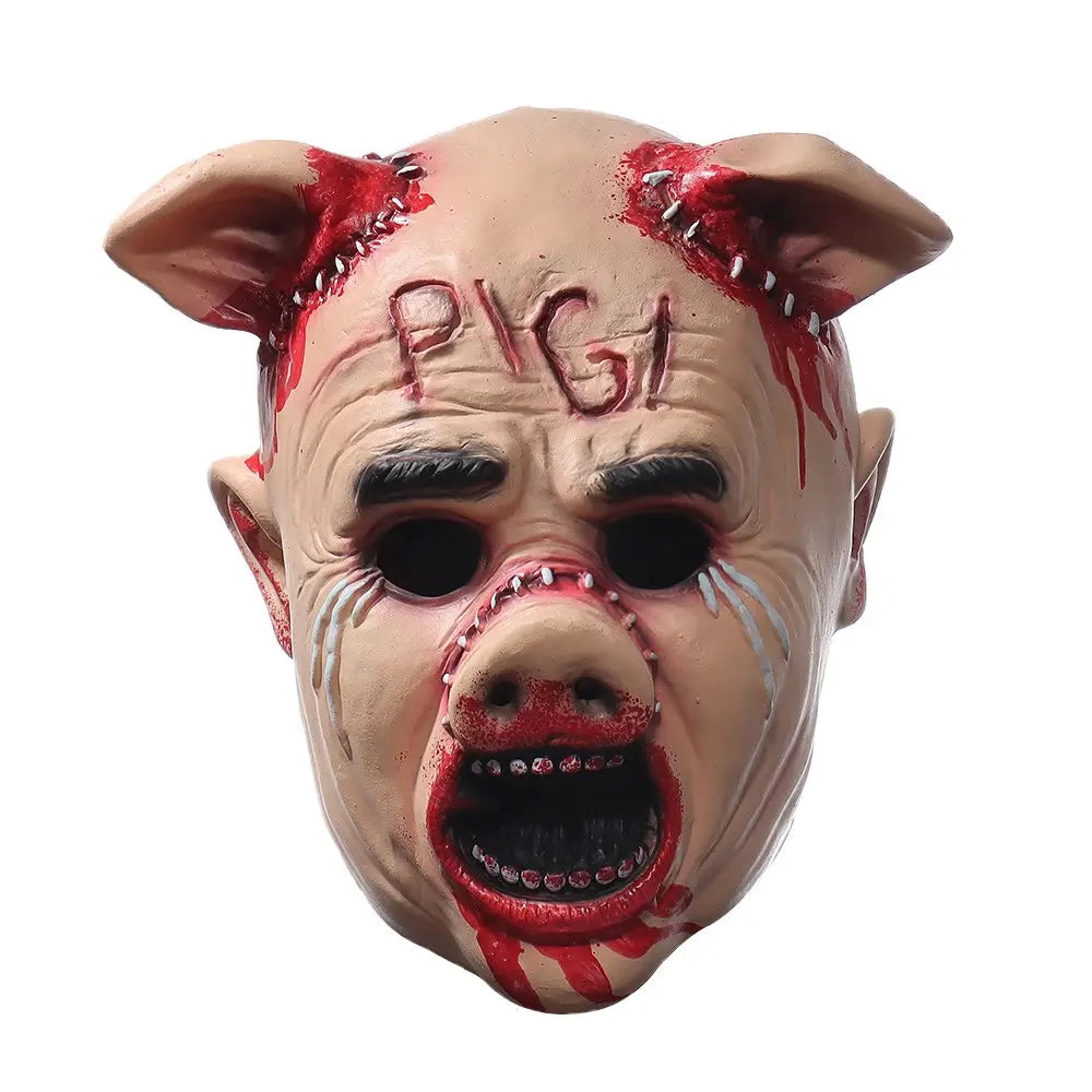 Masque Halloween Tête de Cochon Ensanglanté