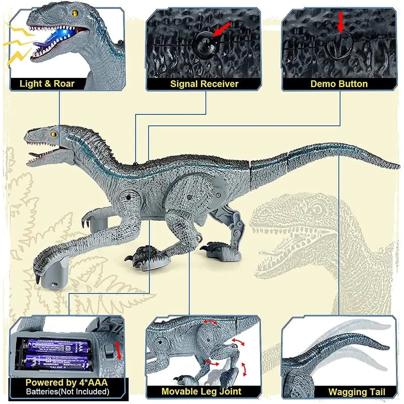 Robot dinosaure télécommandé avec lumière - Enjouet