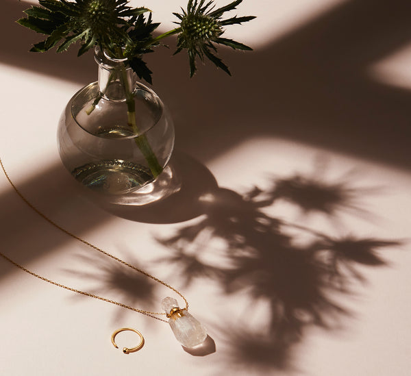 STILL LIFE | MoonRox FW20 - Evolve Ring and Aroma Necklace in crystal quartz