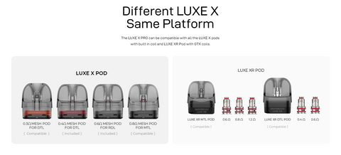 Vaporesso Luxe X Pro Vape Kit Pod Compatibility