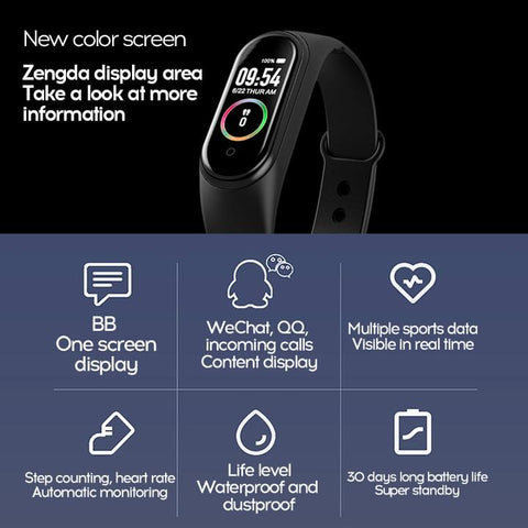 Fitness Band M4 Smart Wristband Men Women Sport Activity Tracker Health  Bracelet Pressure Measurement Smart Watch Smart Band  Wristbands   AliExpress