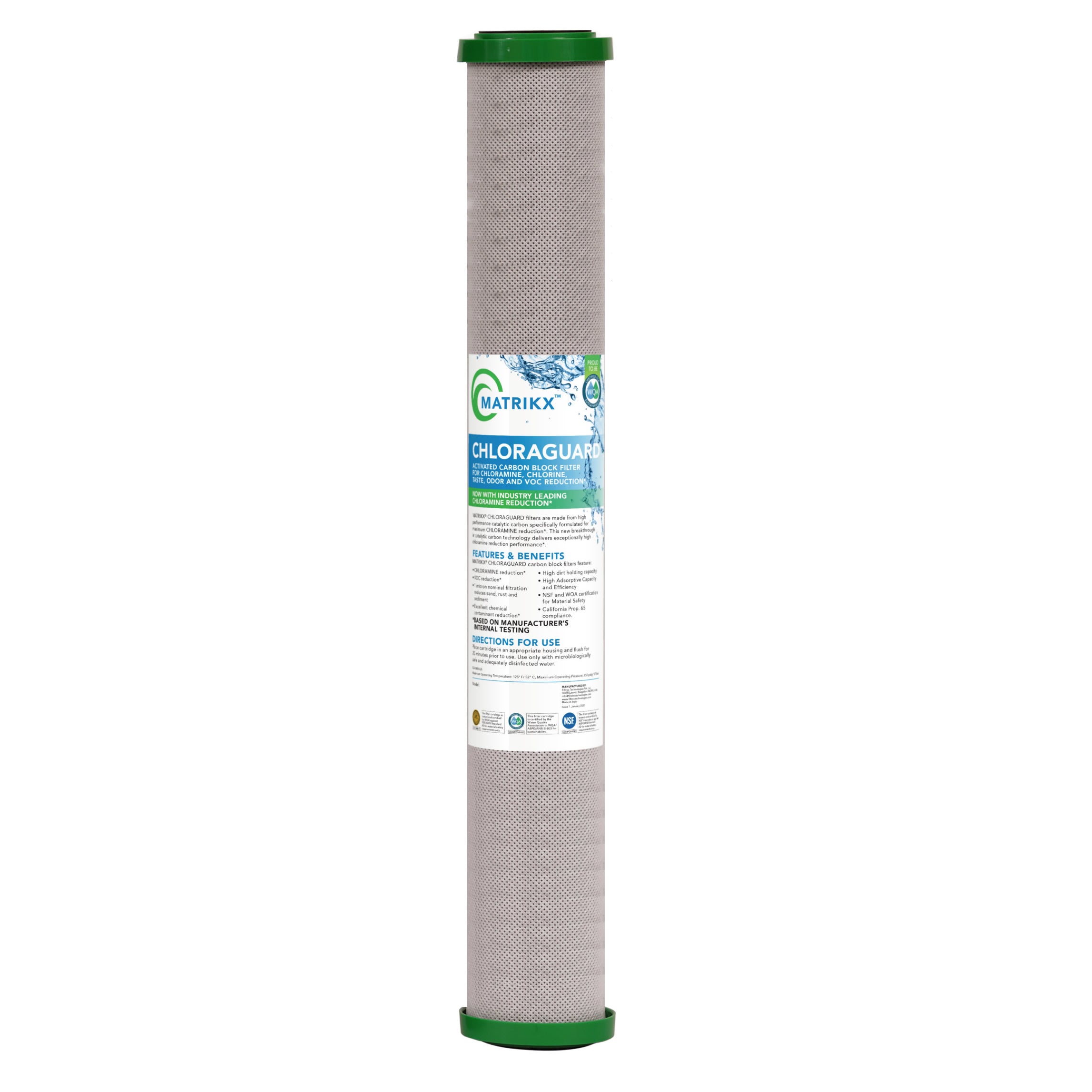 Kx Technologies - 36-250-20-matrikx - 20" X 2.5" Matrikx Chloraguard - 1 Micron - Chloramine Reduction Filter