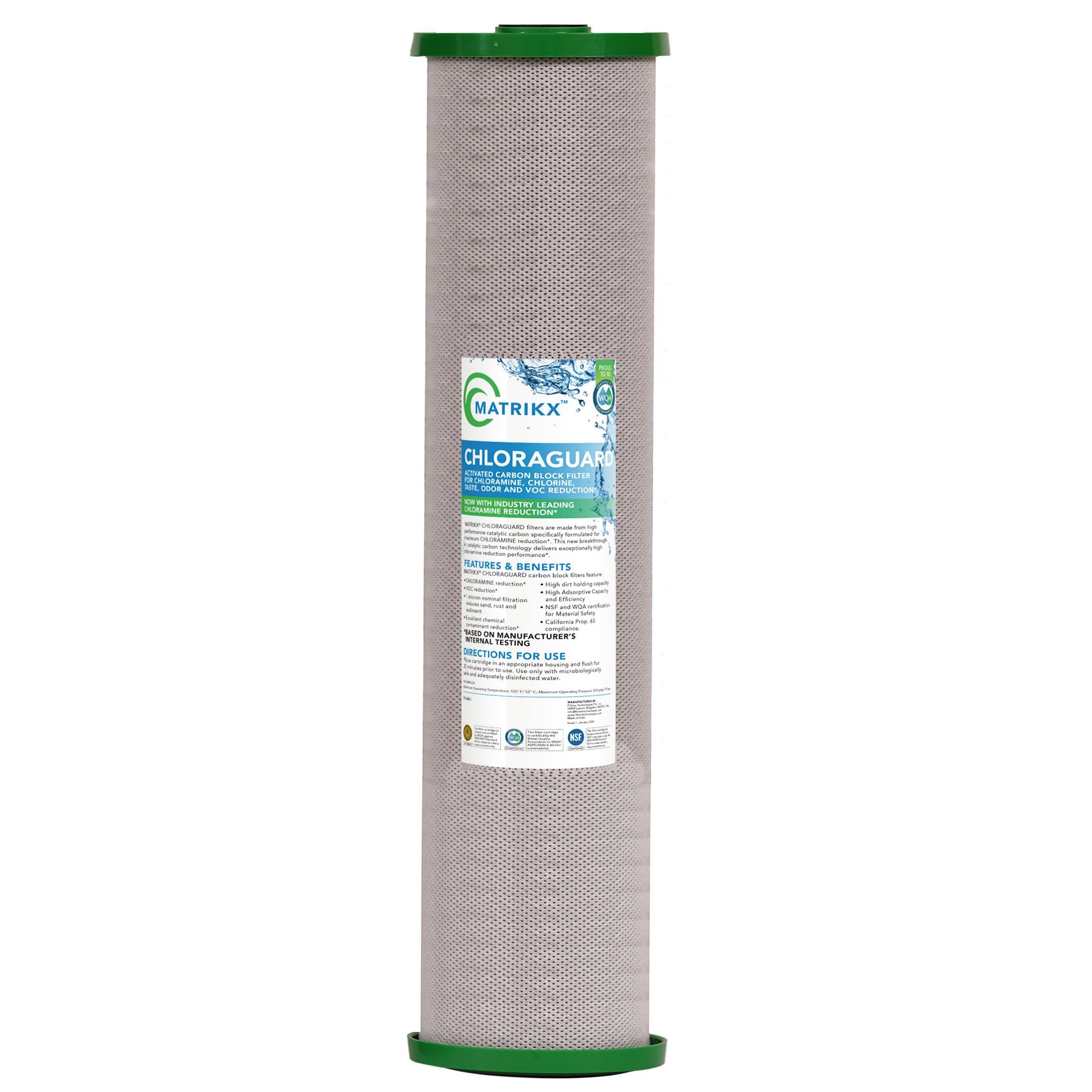 KX Technologies - 36-450-20-MATRIKX - 20" x 4.5" MatriKX ChloraGuard - 1 Micron - Chloramine Reduction Filter