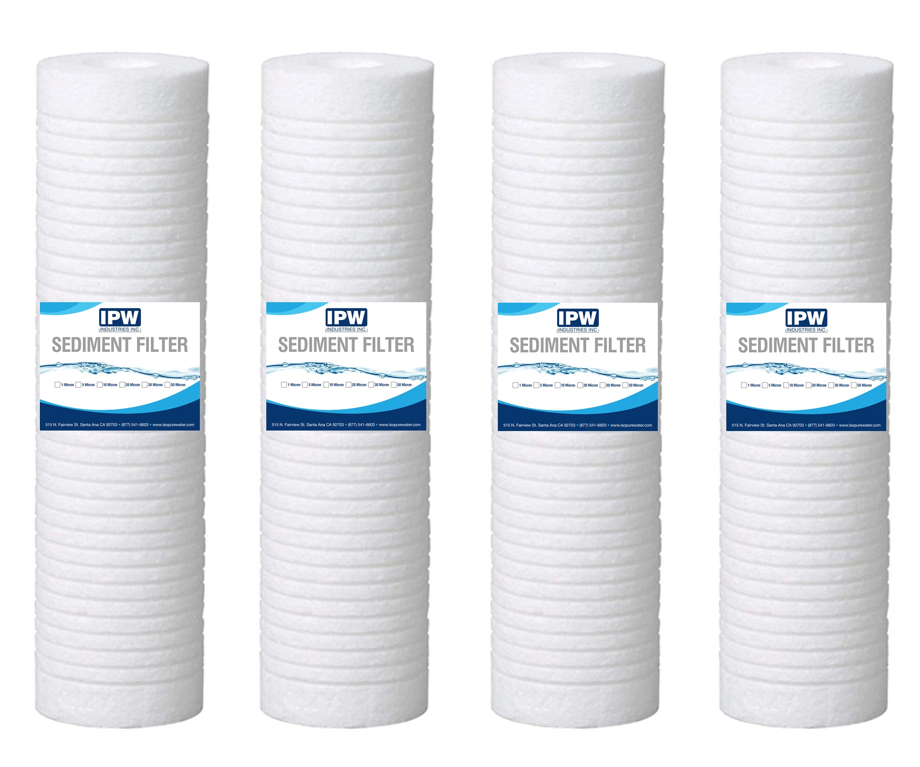 Hydronix Sgc-25-1005 Compatible Sediment Grooved Water Filter Cartridge, Replaces Ap110, 5 Micron, 2.5" X 10" 4 Pack