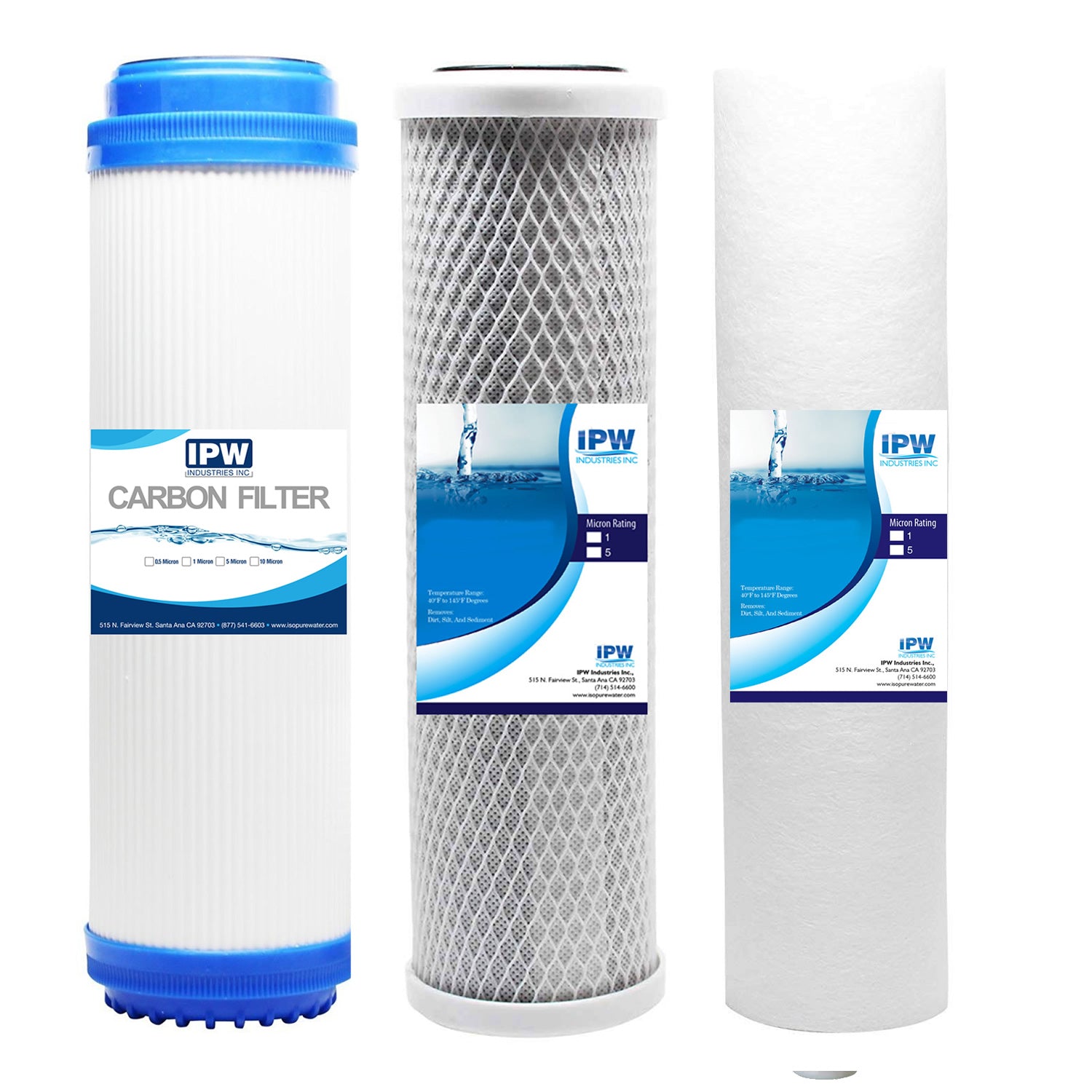 Fits Ispring F3 10-inch Universal Replacement Filter Set Cartridges For Reverse Osmosis And 3-stage Water Filtration Systems Sediment, Granular Activated Carbon, And Carbon Block Filters