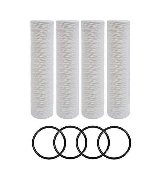 Pack Of 4 Compatible Replacement Filters For Pelican Water Pc40-20 20" X 4.5" 5 Micron Sediment Replacement Filters And O-rings By Ipw Industries Inc.