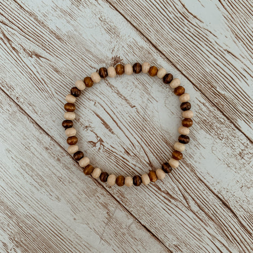 Wood Beads w/ Gold Bracelet – The Family Roost
