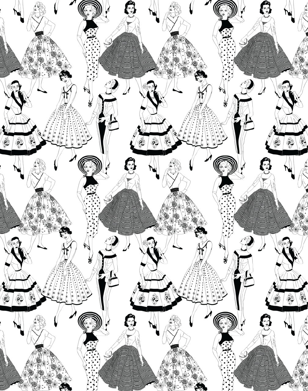  Vintage  Dress Wallpaper  Black  White  The Pattern 