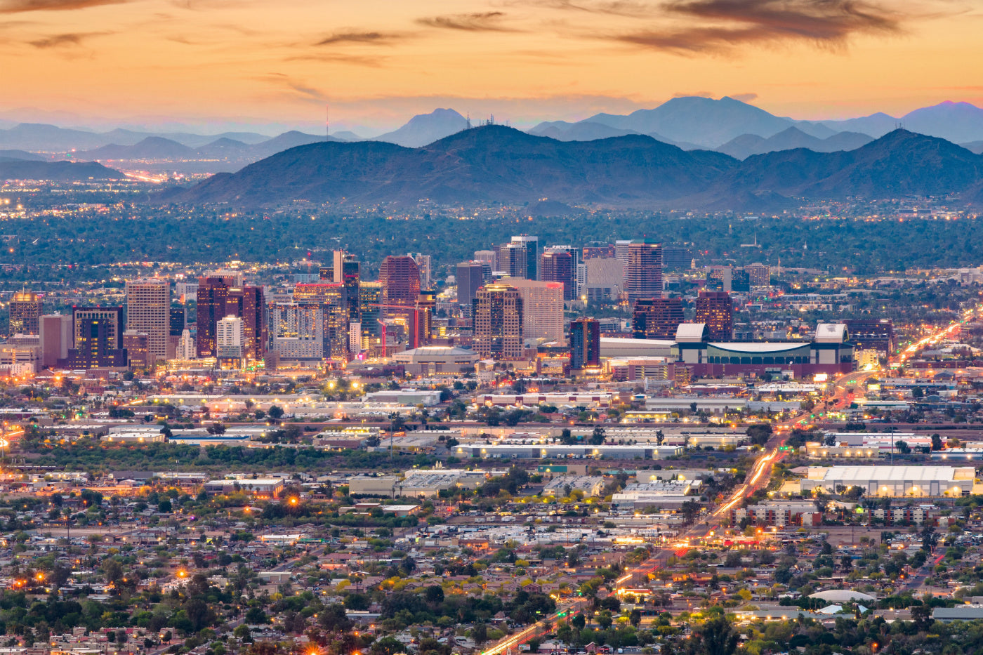 phoenix arizona skyline with mountain range nationwide cubicles office