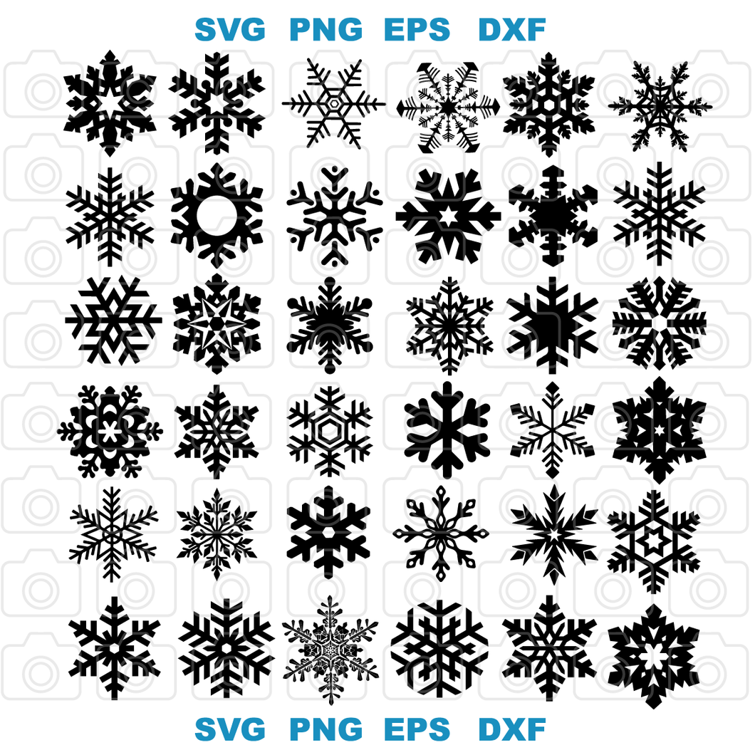 Download Bundle 36 Snowflake Svg Snowflake Silhouette Glittered Winter Svg Chri Bundleofsvg