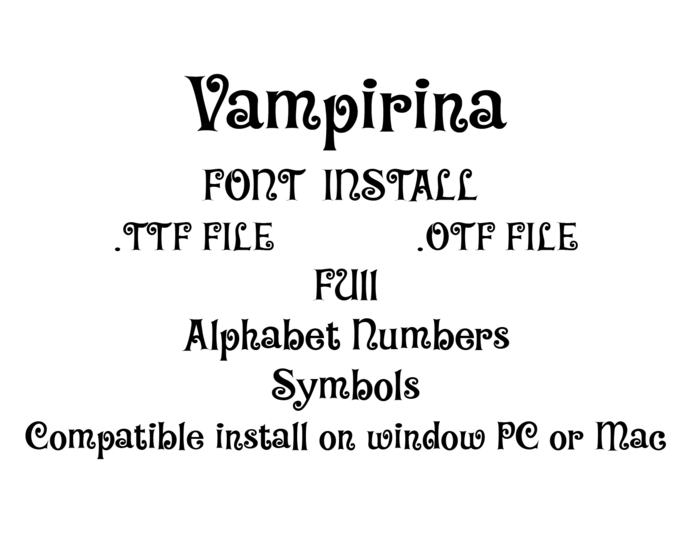 Download Install Vampirina Font File Ttf Otf Font True Type Font Installable On Bundleofsvg