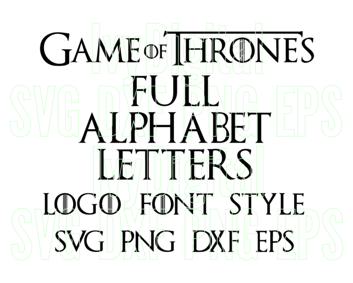 game of thrones font alphabet on dark background