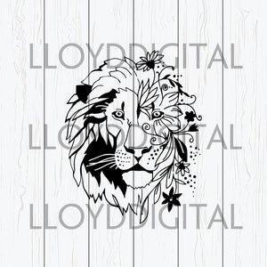 Lion Mandala Svg Face Zentangle Lion King Head Flower Svg Lion Floral Bundleofsvg