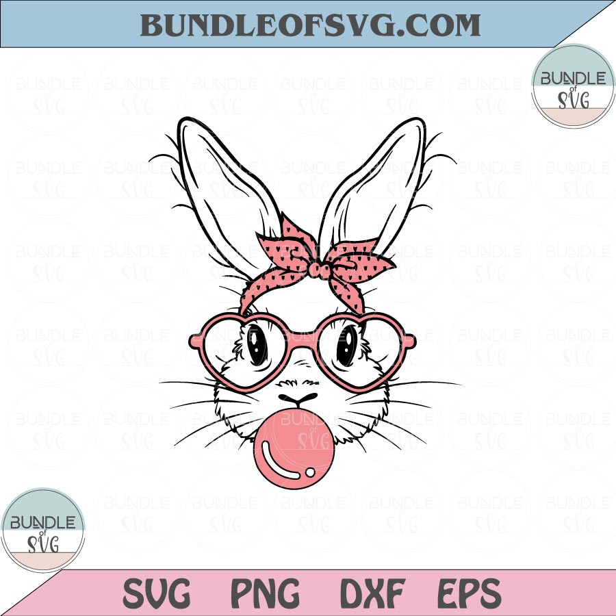 Bandana Bunny Blowing Bubble Gum Svg Galsses Bubble Gum Bunny Svg Png
