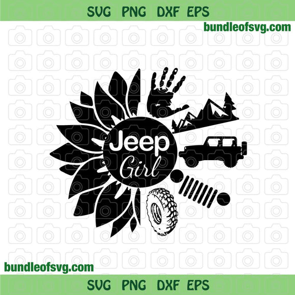 Jeep Girl SVG Sunflower Jeep svg png dxf files Silhouette