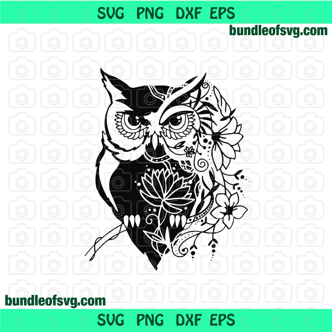 Download Owl Mandala Svg Zentangle Owl Flower Svg Free Floral Owl Animal Boho B