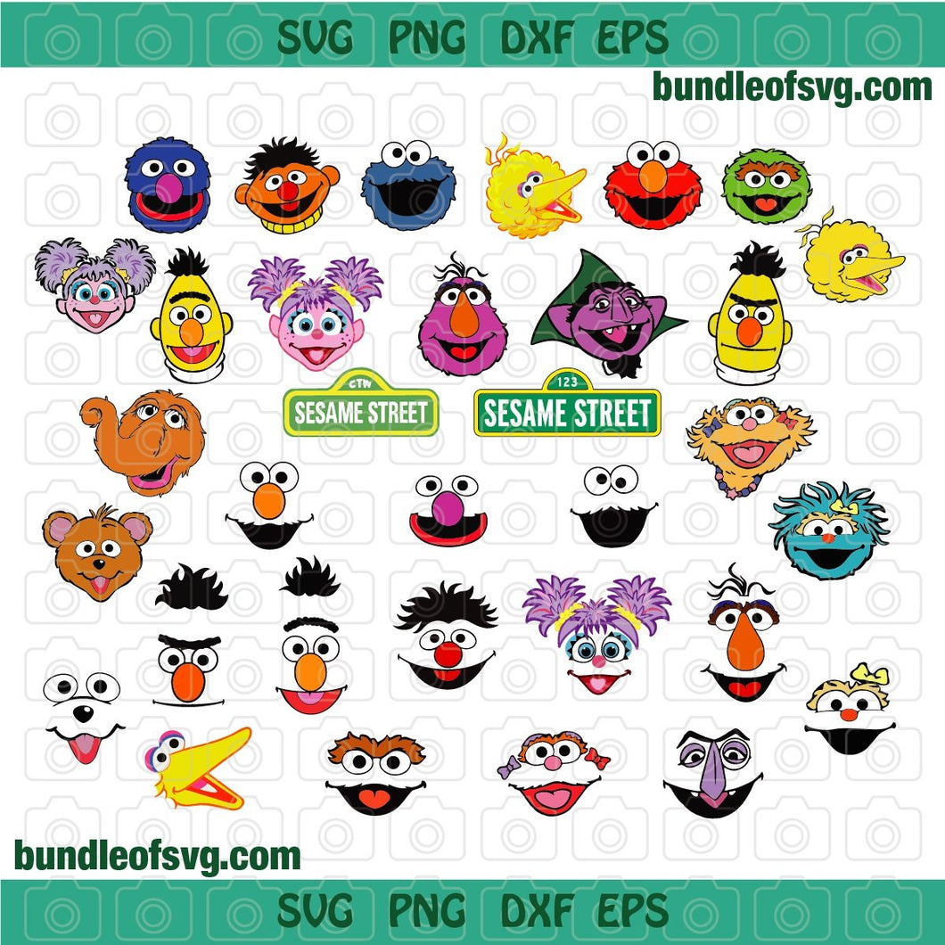 Download Bundle Sesame Street Svg Sesame Street Face Head Svg Cricut