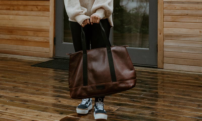 leather duffle for her